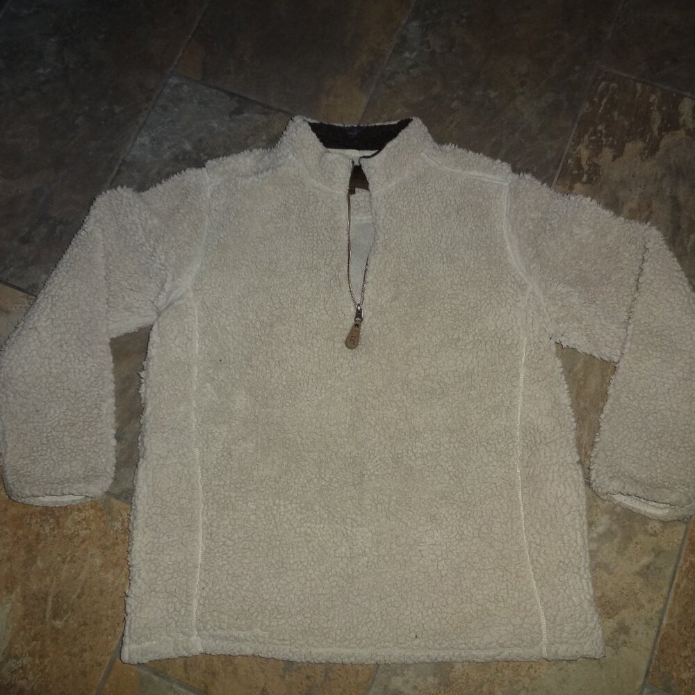Girlie Girl Original C.C faux plush SHERPA PULLOVER TAUPE 1/4 Zip Medium